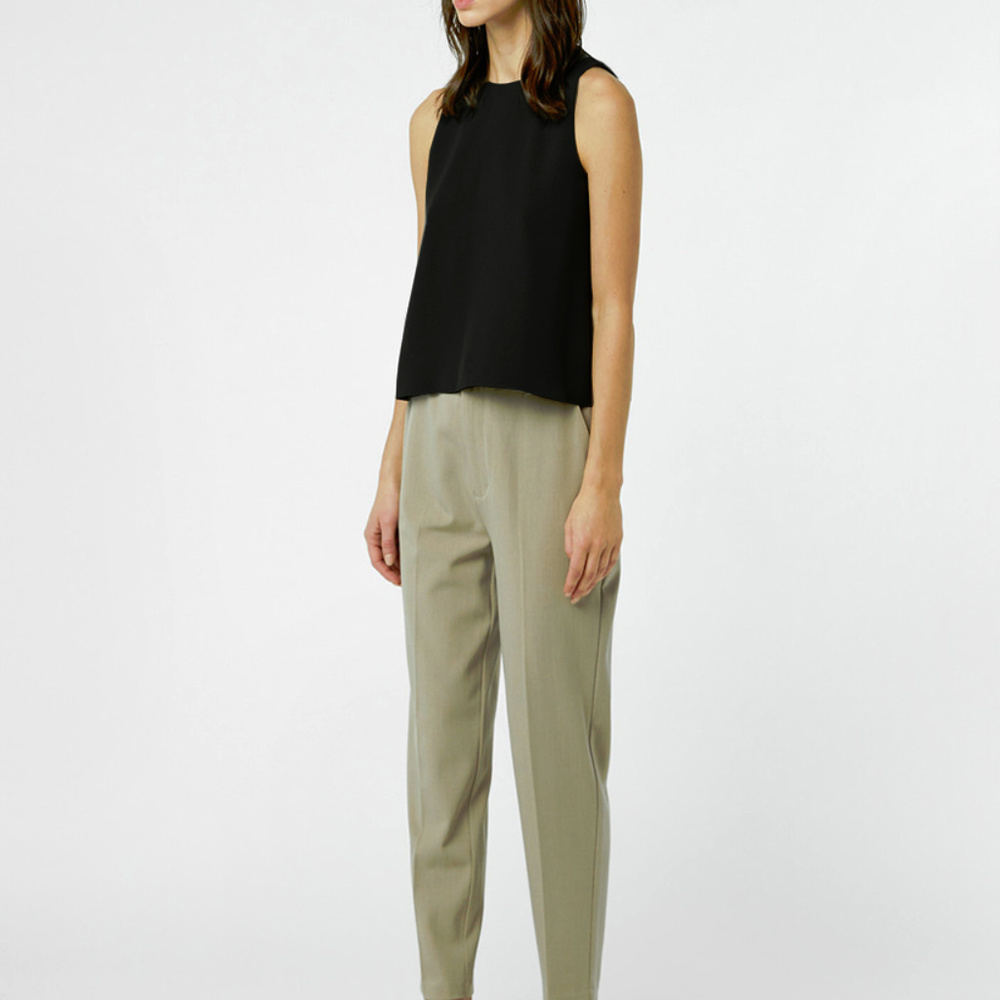 OAK + FORT - Black High-Neck Chiffon Tank 3077